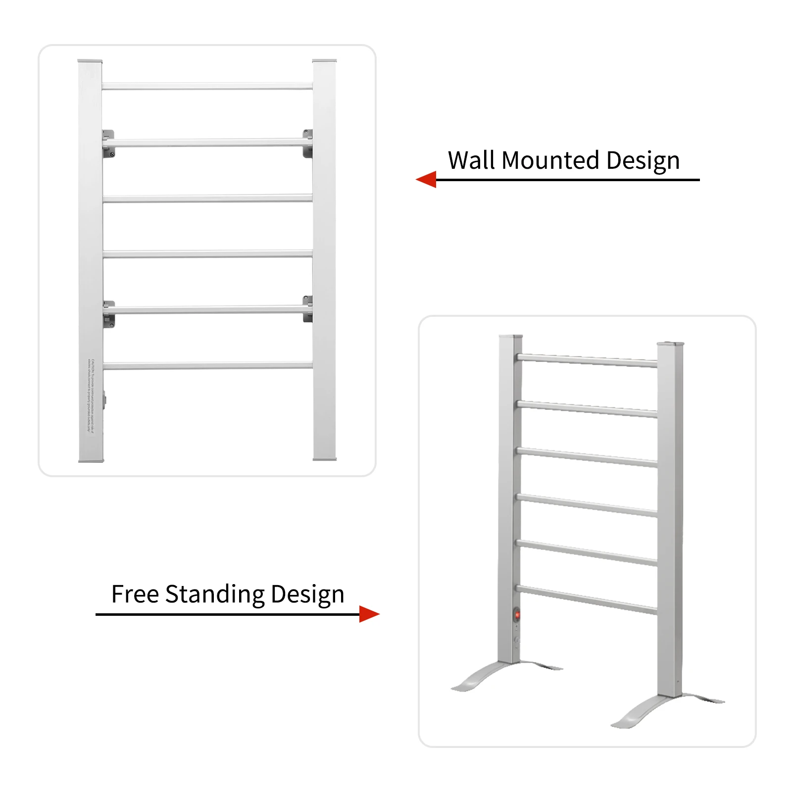 Freestanding Wallmounted Aluminum Electric Towel Drying Rack Heated