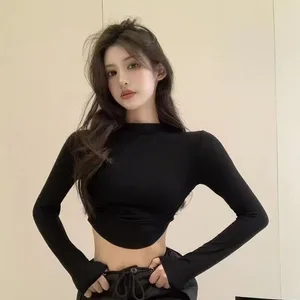 Spring and Autumn Mid Season Base Shirt Solid Color Casual Tight Short T-shirt