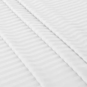 Wholesale 100%Cotton  White 1cm/3cm Sateen Stripe 250TC Fabric for Bedding Set in Rolls