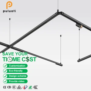 Nice Indoor Luxury Chandelier for Hotel Bedroom Living Room Black Track LED Light Multi-Head Combination Aluminum Modular Design