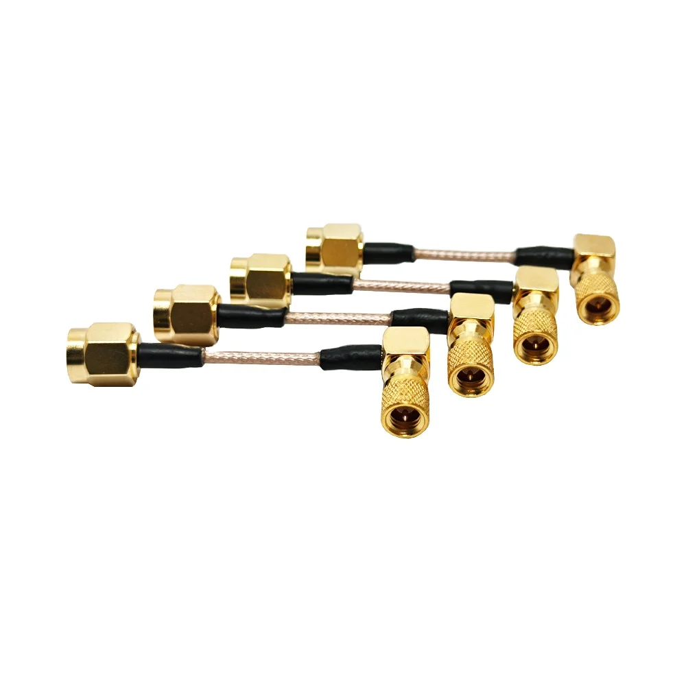 5CM RF Coaxial Cable 10-32 UNF Male Right Angle to SMA Male Plug Straight Connector for RG178 Pigtail Extension Low Loss Cable