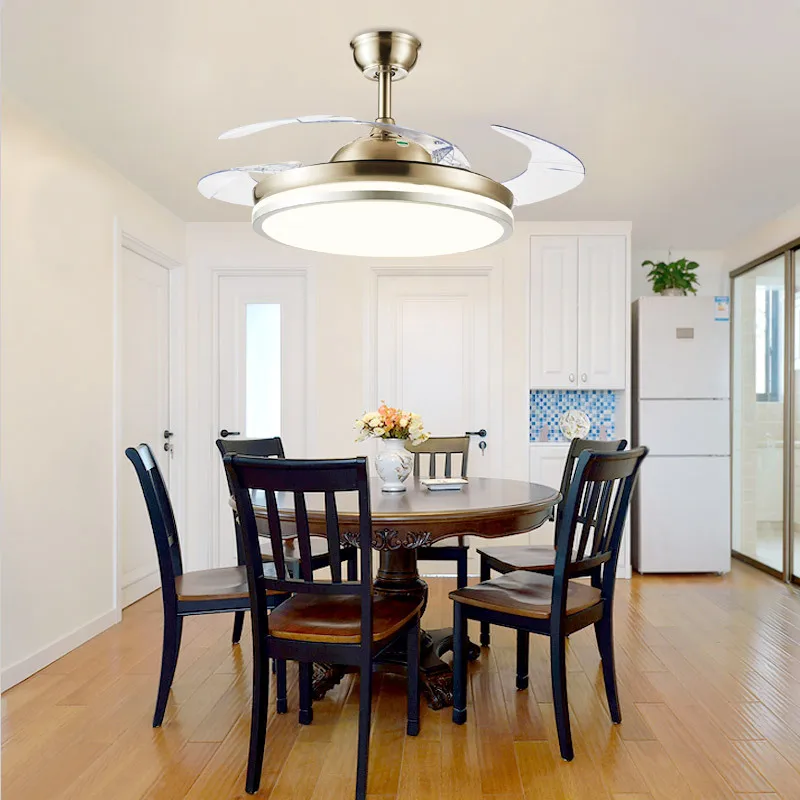 Decorative Invisible Ceiling Fan Light with Hidden Blades Remote Control for Living Room