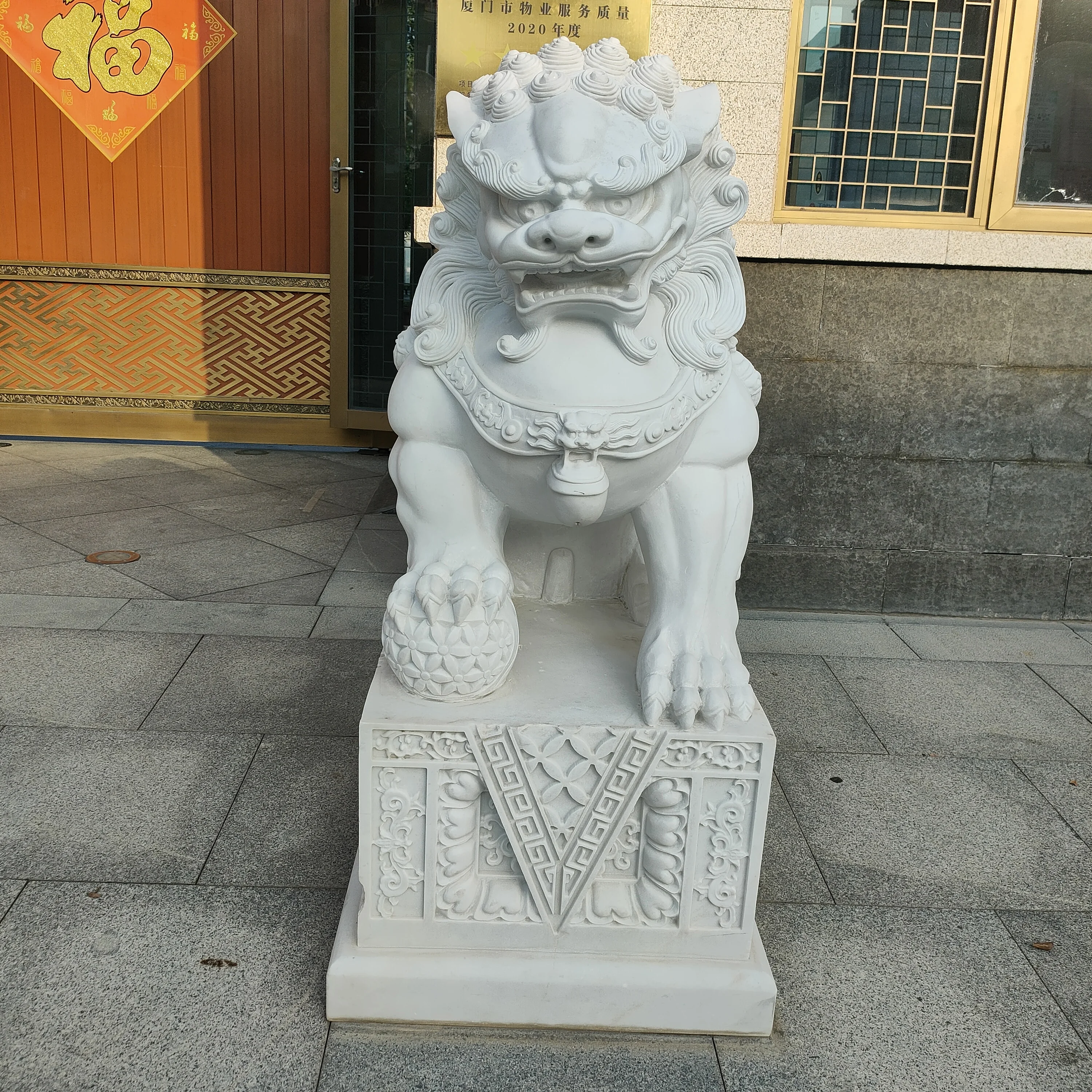 特大パティオ白大理石手彫り中国石2フー犬等身大像| Alibaba.com