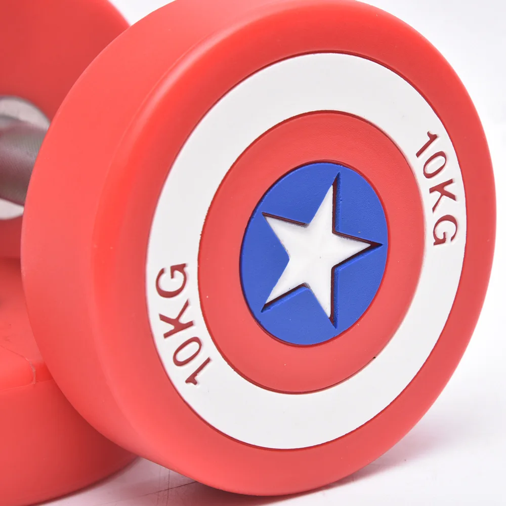 Hot Selling Captain America PU Dumbbells Free Weights Gym Exercise  Equipment Weight Lifting Premium Urethane Dumbbells
