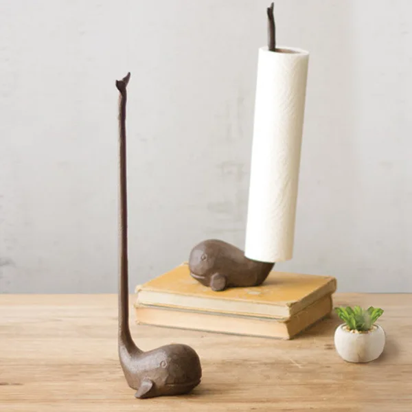 Esschert Design Cast Iron Long-necked Dinosaurs Bathroom Toilet Kitchen Tissue Roll Paper Holder Storage Shelf