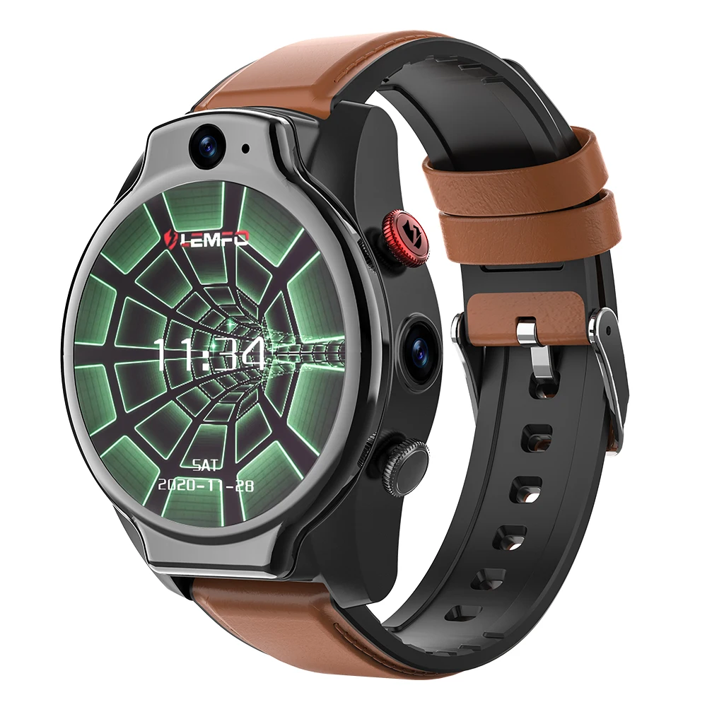 LEMFO LEM14 Smart Watch 4G 5ATM Waterproof Android 10 Helio P22 Chip 4G 64GB LTE 4G SIM 1100mAh Face ID 2021 Dual Camera for Men