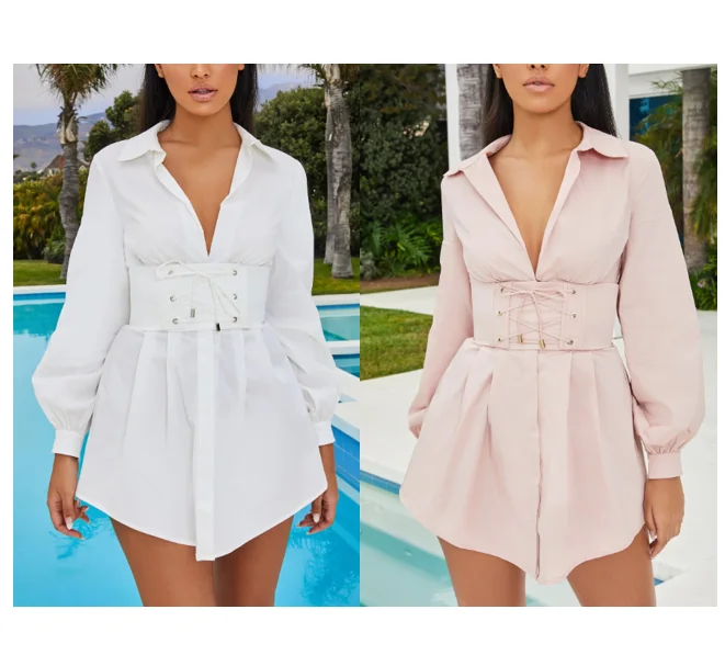 Mini Lady Dress Shirt Blouse Underbust 