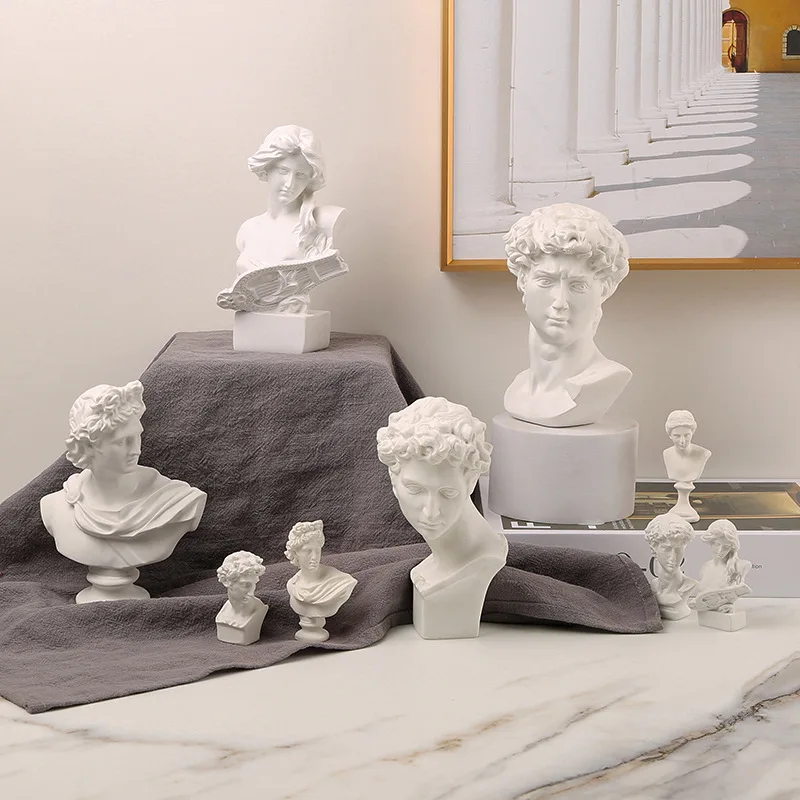 HOMSFOU Griechische David Büste & Römische Säule - 13,5cm Harz Figuren | Mythologie Deko Für Hochzeit & Zuhause