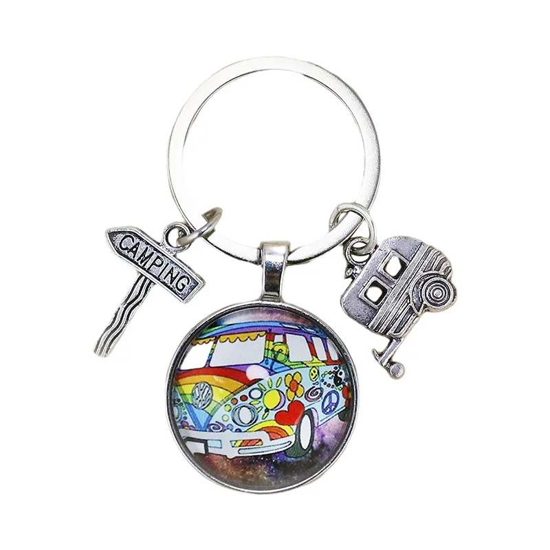 Новый Винтажный Хиппи знак мира фургонов автобусов брелок Мода для мужчин и женщин, женский кошелек-клатч, подвеска для автомобиля, брелок с кольцом-держателем ювелирные изделия