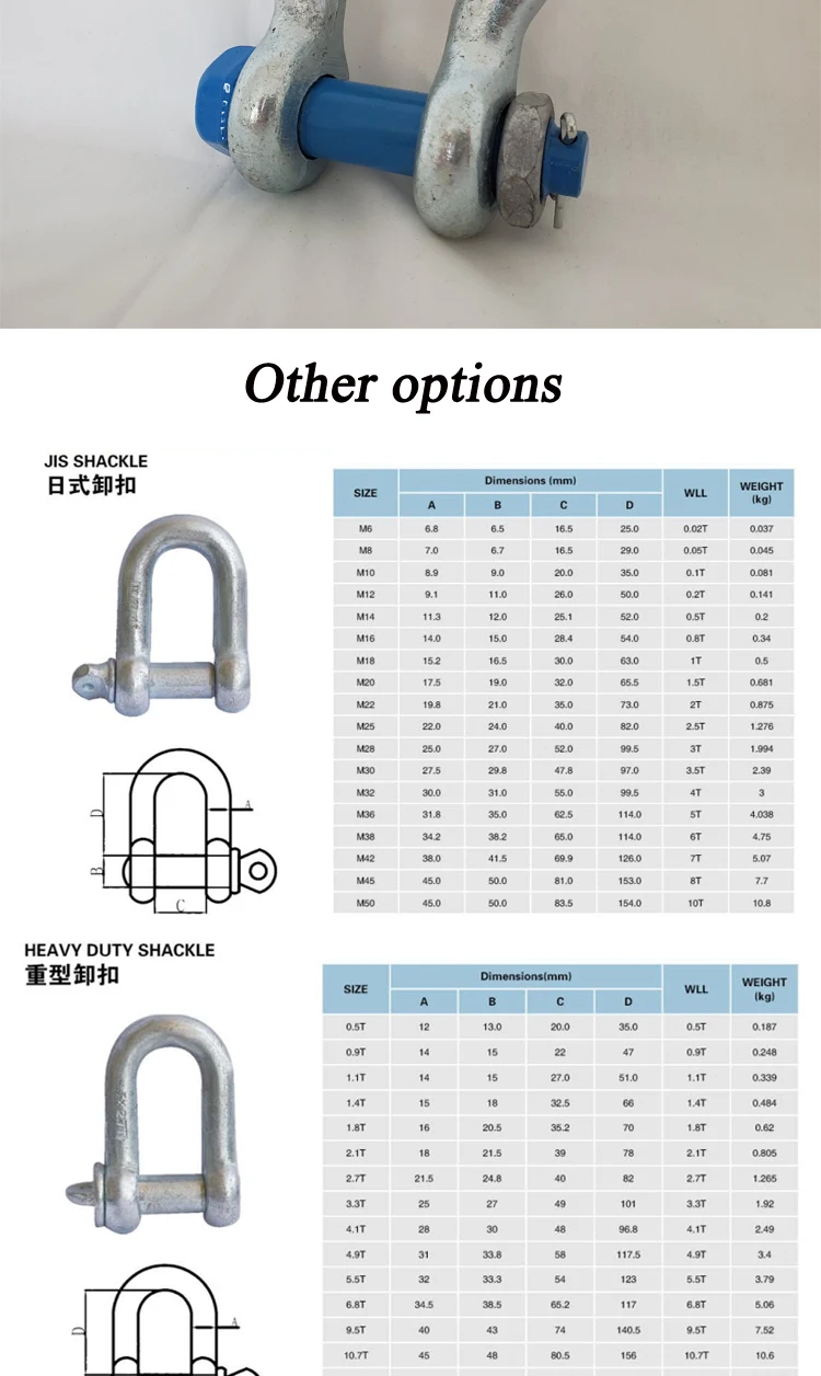 Galvanized Screw Pin US Dee Type Marine Rigging Chain D Shackle