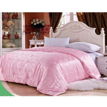 Custom nordic bedding set pink king size plain silk duvet cover set