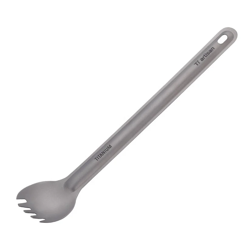 Ti Artisan Titanium Spoon Fork Set Extended Light Soup Spork for Outdoor Camping Tableware