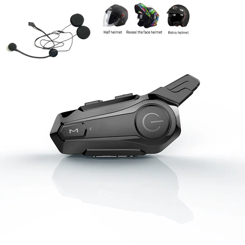 X1 PLUS BT TWS Motorcycle Helmet Headset with Noise Cancelling Wireless Interphone for 2 Riders LED Battery Indicator