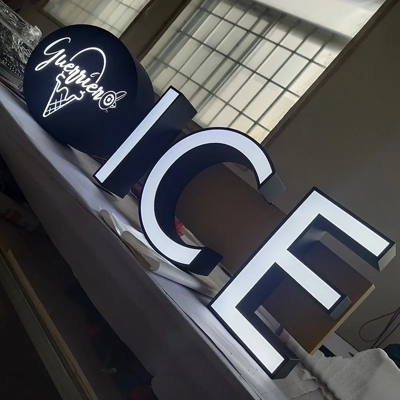Custom Channel Letter Advertising Shop Name Board Design Acrylic Led 3D Letter Sign Light Word Display for Building Sign Board