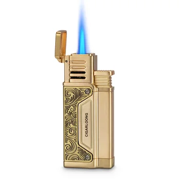 Exquisite packaging cigar box lighter custom torch lighter cigar all-in-one torch cigar lighters gold