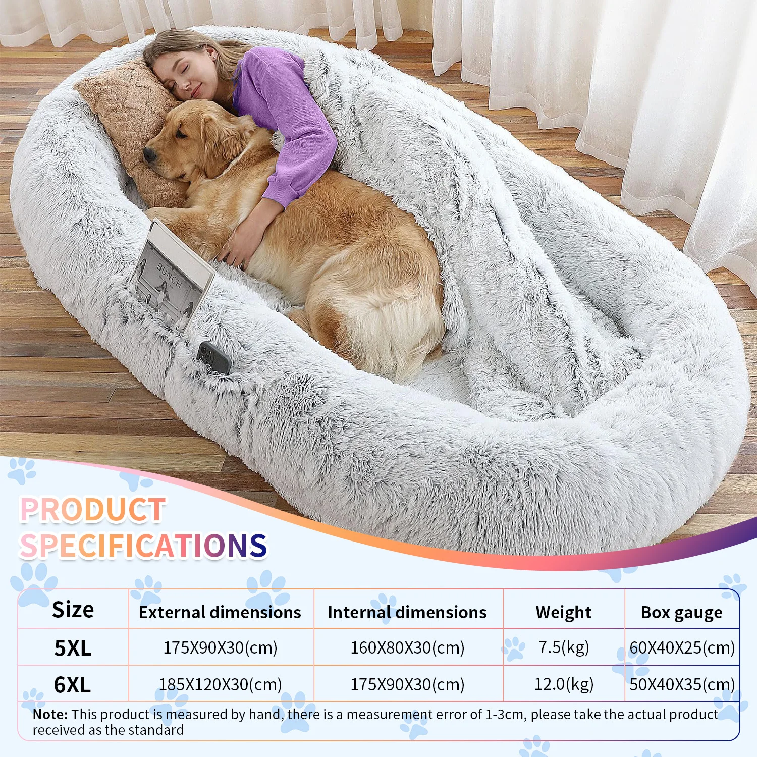 Wholesale luxury xl xxl big memory foam orthopedic heavy duty extra large human sized pet dog bed for people adults factory