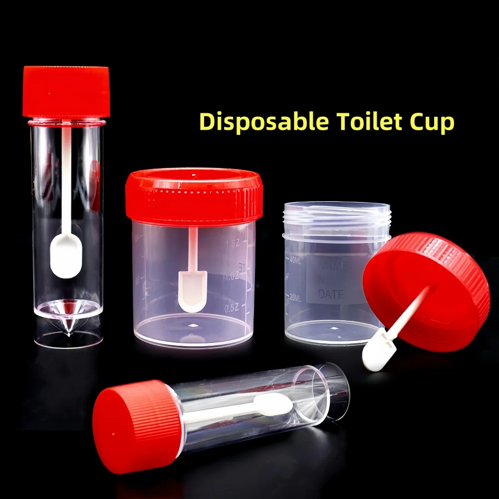 30ml 60ml 100ml 120ml PS Material Sterile Urine Bottle for Laboratory Use Red Urine Sample Container Screw Cap OEM Customizable