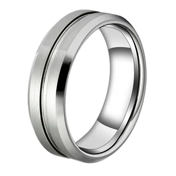 Tungsten carbide band wedding ring 6mm brushed silver mens jewelry size6 to size14