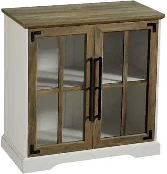 Coffee bar cabinet,32 "Feature cabinet/buffet cabinet with adjustable rack, for kitchen/side panels (wood/white)