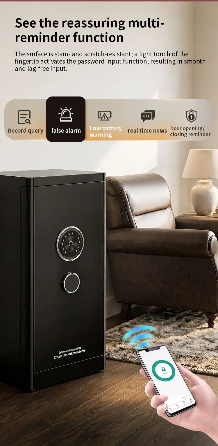 product ceqsafe face recognition biometrics wifi smart electronic tuya app wifi safe box for house hotel home-8
