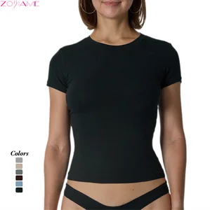 Top-Grade Trendy Must-Have Cotton Jersey Short-Sleeve High-Stretch Slim-Fit Breathable Sports T-shirt for Women