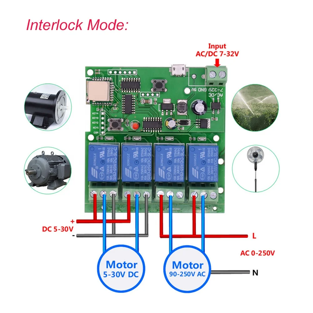 4 канала Сделай Сам Интеллектуальный переключатель Wi-Fi модуль реле с автофиксацией/шаговым управлением автоматической блокировкой кирпечей из глины DC7-32V для Amazon Alexa Google Home приложение