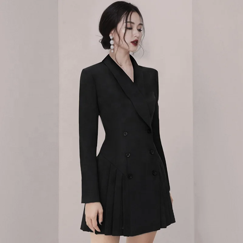 open lace back dress Elegance Pleated Blazer Dress main image 1