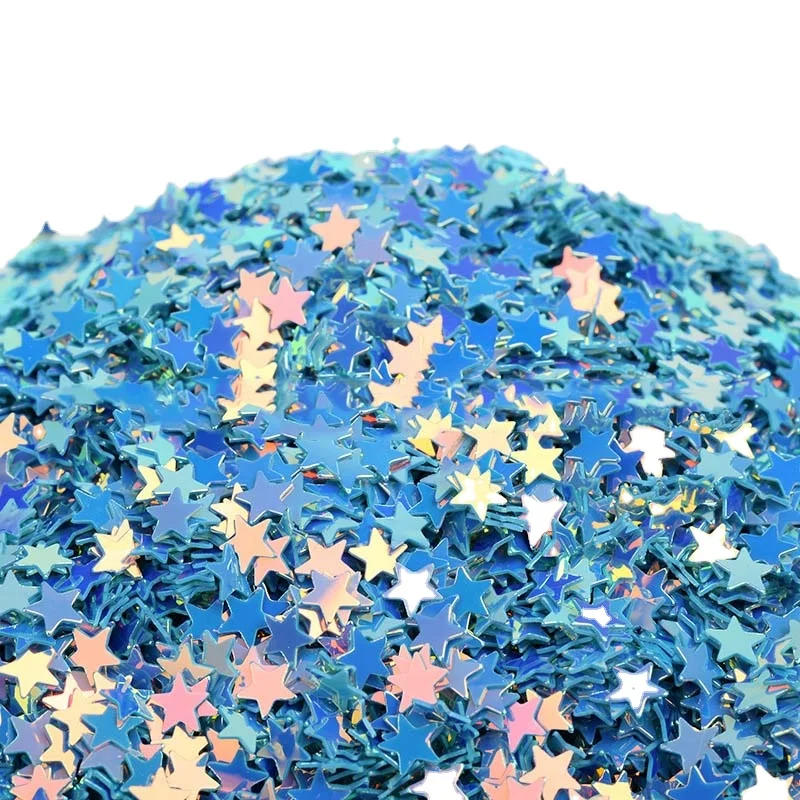 Оптовая продажа, Золотая пряжа 4 мм, голографические блестки-блестки, Рождественская форма, плоская звезда, 500 г, Блестящие Блестки россыпью для рукоделия