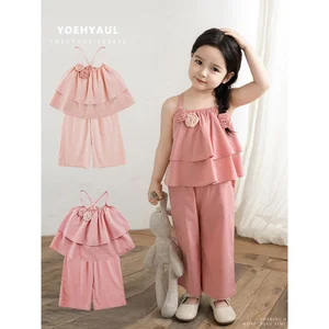 YOEHYAUL X4444 Pink Two Piece 7 Year Old Girl Set Sweet Toddler Girl Outfits OEM ODM Tank Top and Pants Kids Outfit Sets Girls