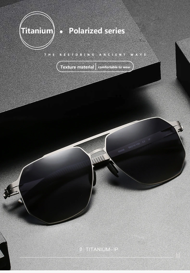 2022 Pure Titanium Polarized Sunglasses For Men Aviation Sun Glasses ...