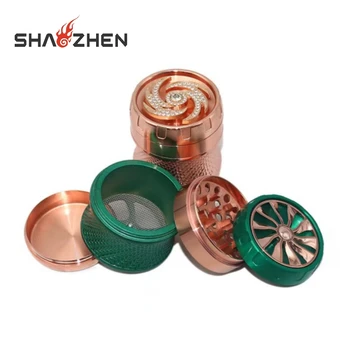 Wholesale Customization  Zinc Alloy Cigarette Grinder 60mm Diameter Four-Layer Smoking Grinder for Coffee Beans and Spice