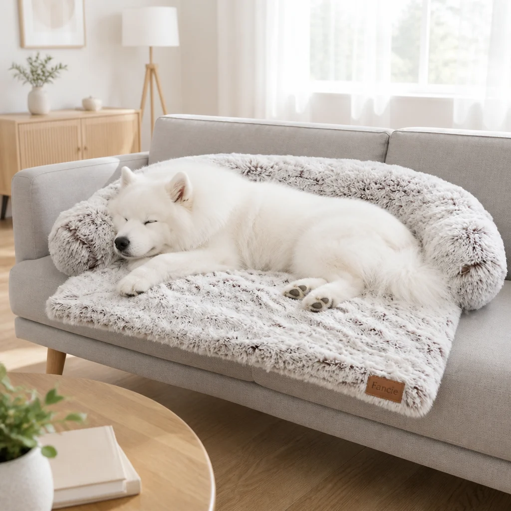 Shaggy Faux Fur Dog Sofa Bed — Product details 4