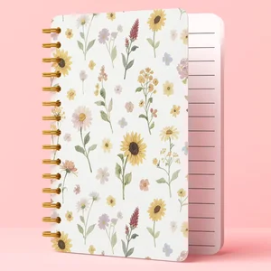 Wholesale A5 Cute Printed Cloth Fabric Hardcover Notebook Diary Journal with Tulip and Gardenia Flower Design Paper Cover Gift