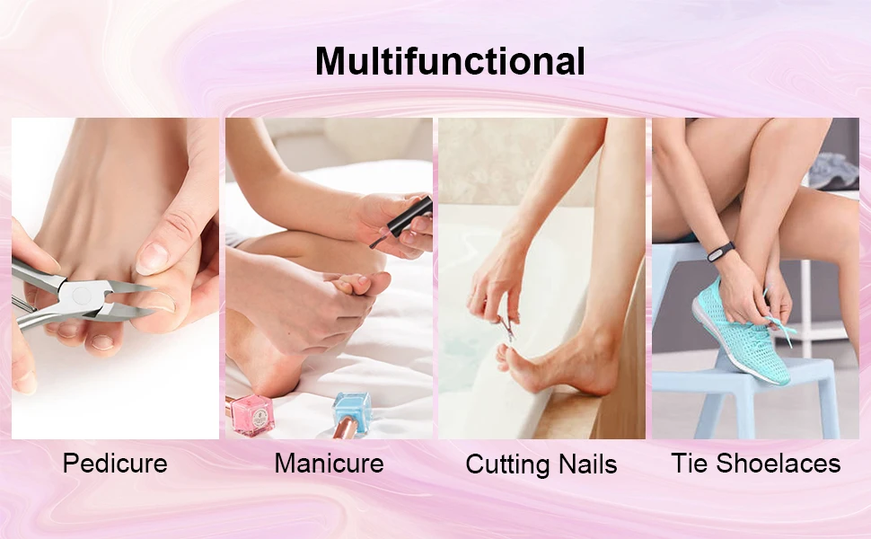 The Beauty Footrest for Easy At-Home Pedicures, No More Bending With LED Magnifier Fan Non-Slip Sturdy Legs & Built-in Storage