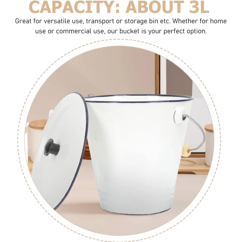 Eco-Friendly Custom Color Logo Printing Storage Ice Water Bucket Metal Enamel Carbon Steel Metal for Home Kitchen Use