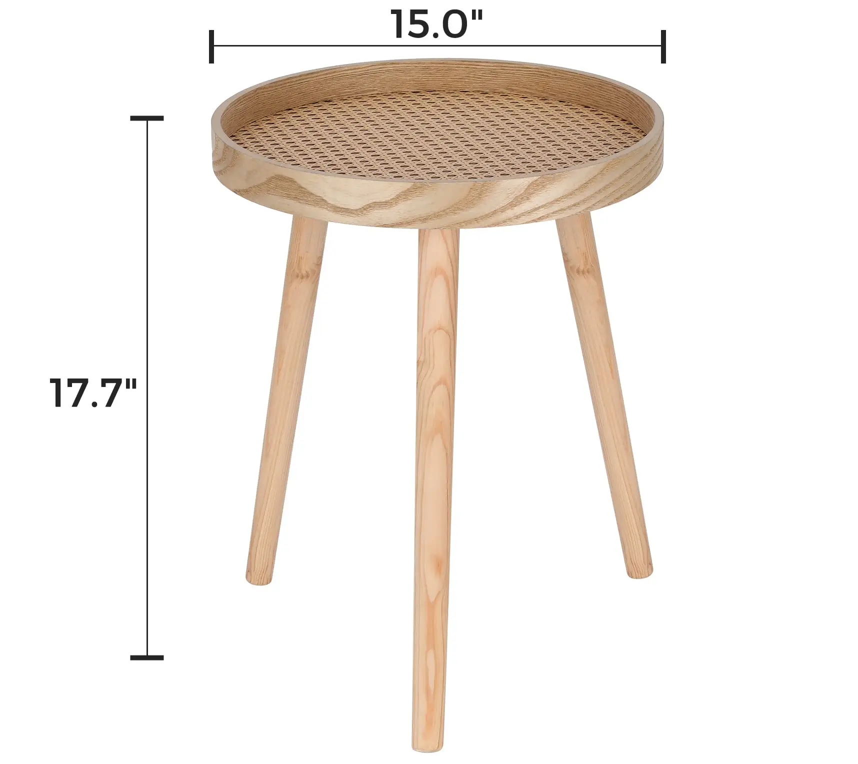 Rattan Nightstand Round End Bedside Table Accent Table Single Rattan