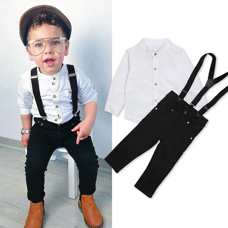2-6 Year Autumn Style Baby Clothing Sets Clothes Shirts Pants Suspender 3  Pcs Boy Set Clothes Baby Boy Formal Clothes Suit Kids - Buy Summer Boys  Girls Shirt + Pants Suit,1-6 Years