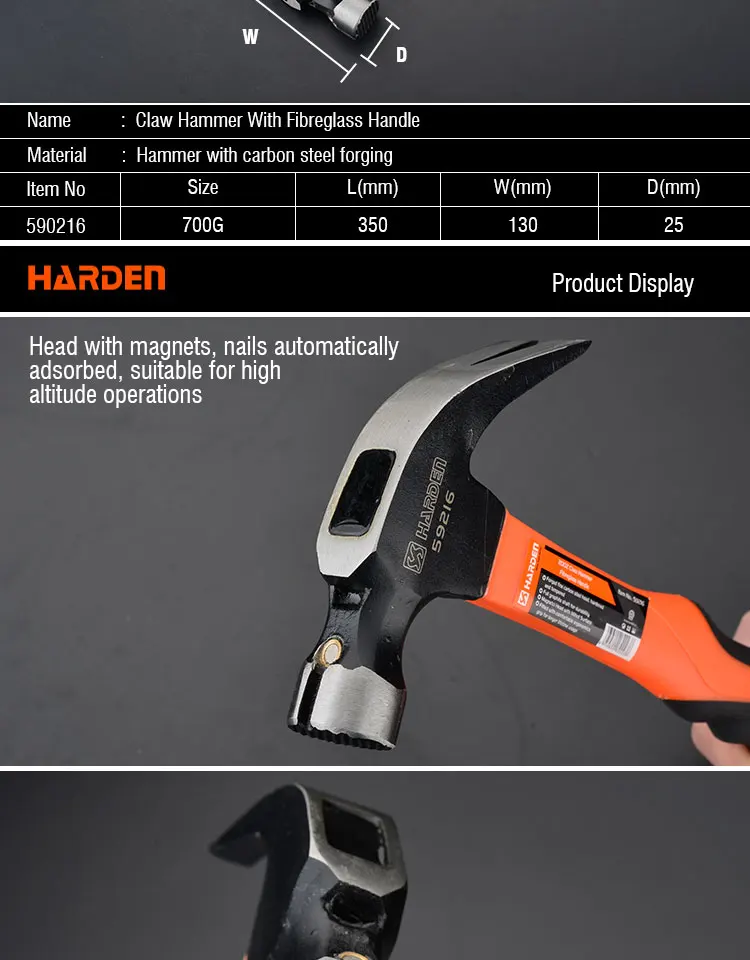 Wholesale Custom Carbon Steel Nail Claw Hammer With Fiberglass Handle