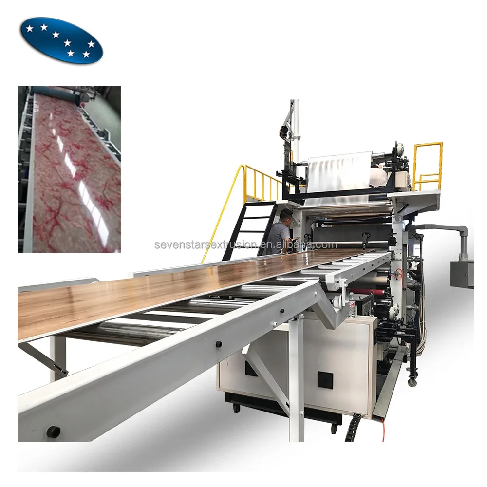 SPC PVC WPC stone floor board making machine Marble sheet decorating panel extrusion production line with surface treatment