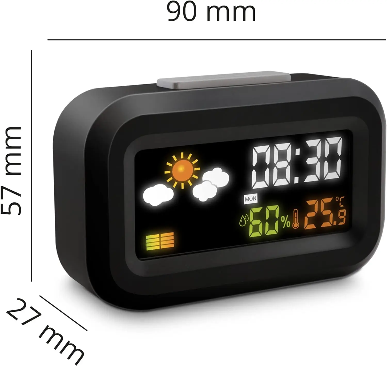 Battery Powered Color Backlit LCD Display Digital Travel Alarm Clock Square Contemporary ABS Electronic Clock Kitchen Clock
