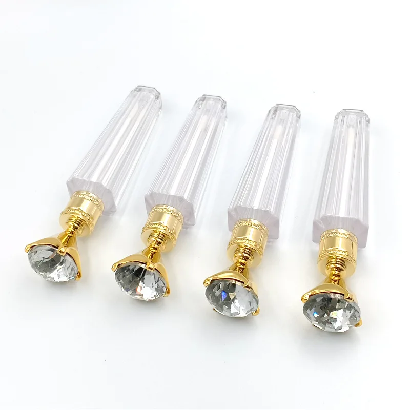 Высококачественный прозрачный блеск для губ, контейнер, частная этикетка с коробкой, блеск для губ с золотым алмазным верхом