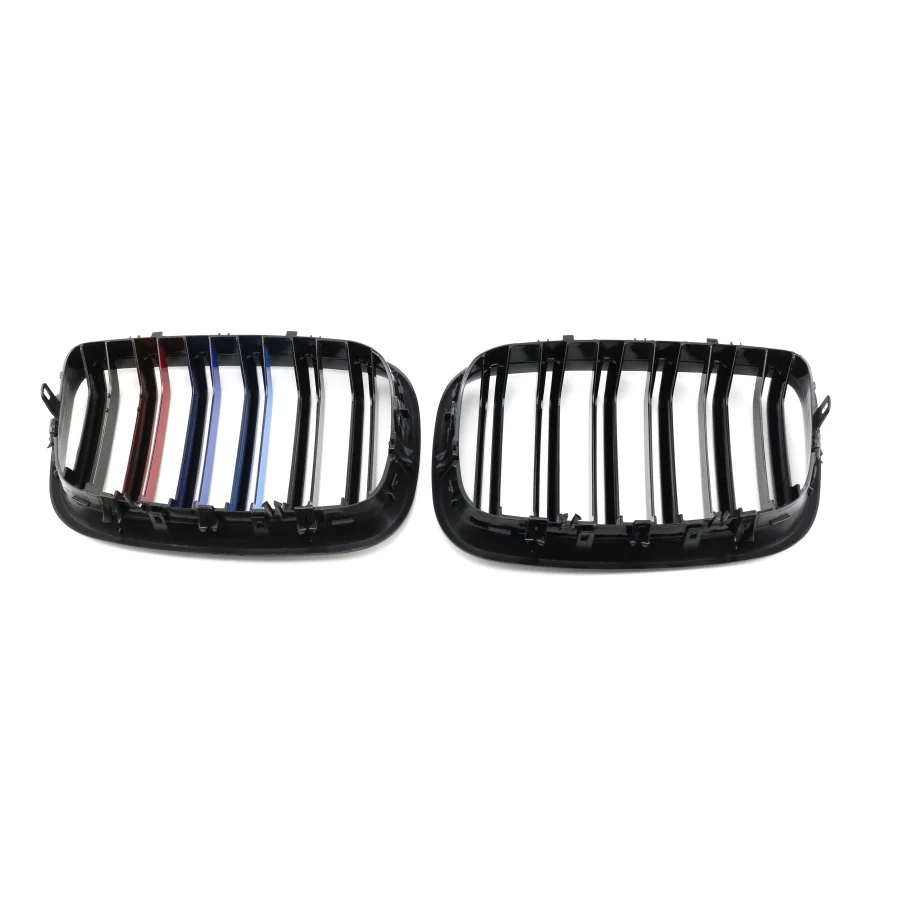 product tiypeor car high gloss black triple bar front kidney grille kit with dual banners for bmw x5 e70 2008 2014-5