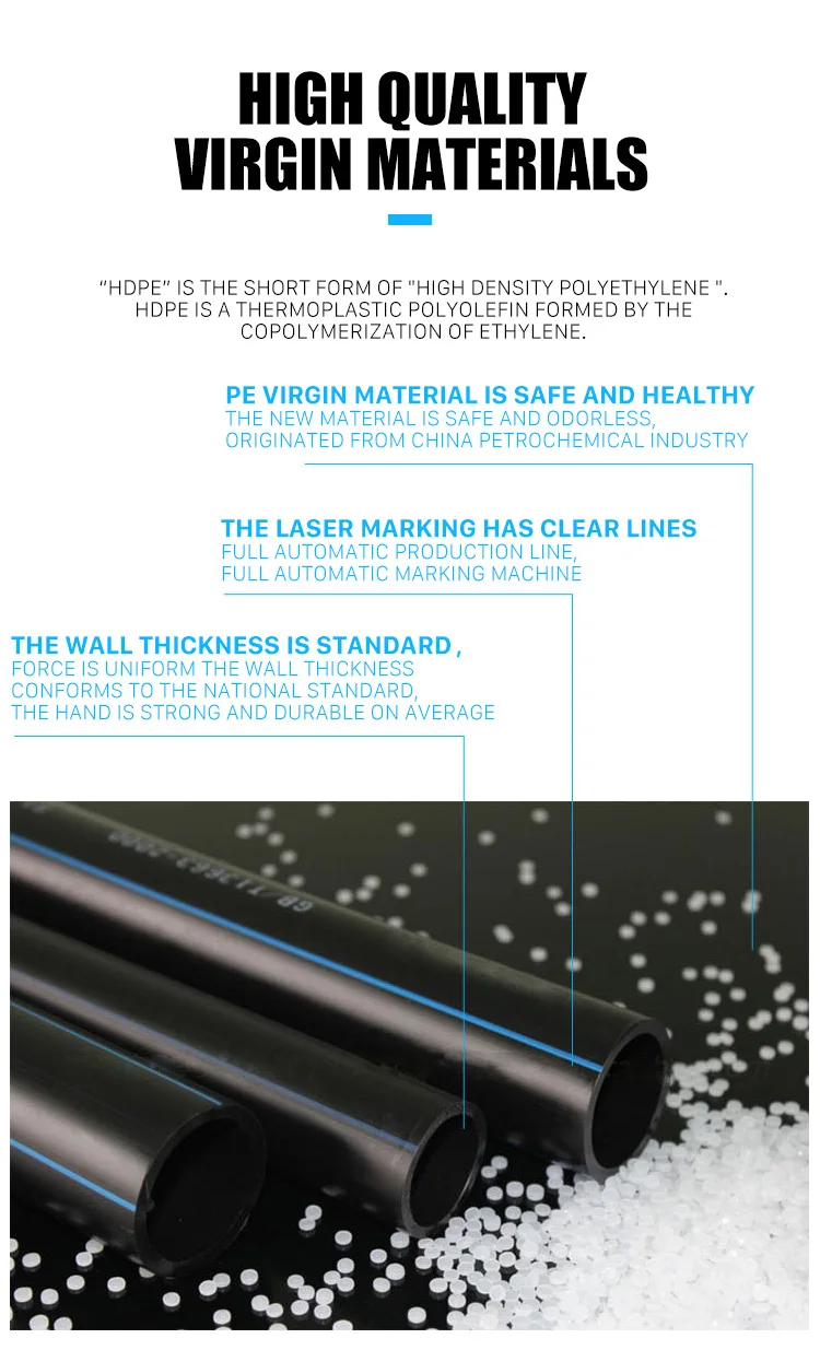 Iso Standard Factory Hdpe Pipe 201200mm Polyethylene Pipe Price List