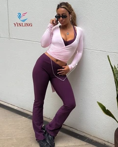 High Waist Sports Yoga Pants V Neck Crop Top Long Sleeve Jacket Women Jogger Set Women Three Piece Set