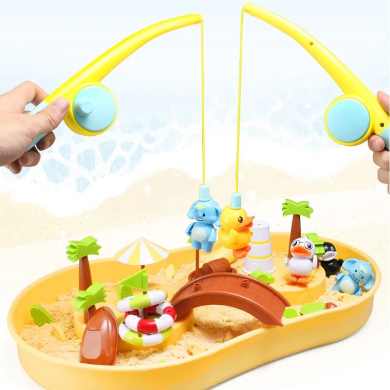 Электрическая игрушка «сделай сам», магнитный Набор для ванной с водным песком, детская игрушка для рыбалки