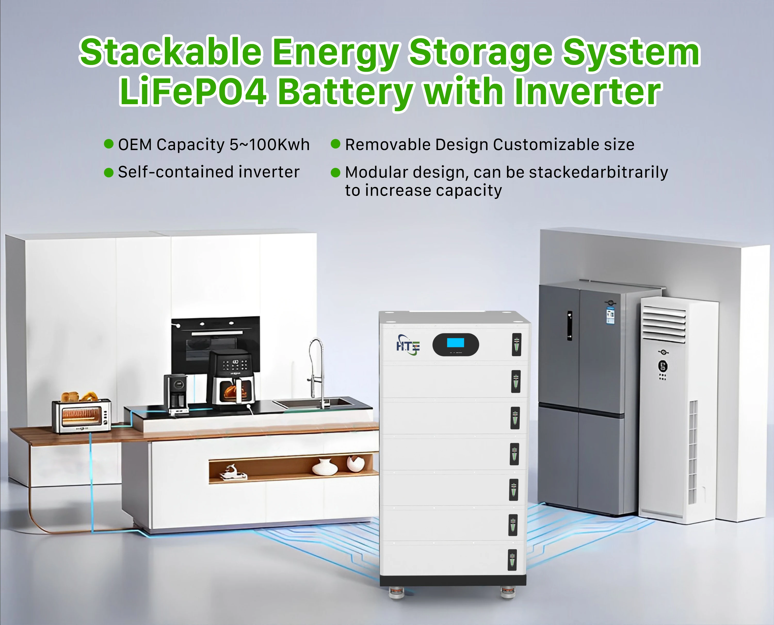 51.2v 48v 5kw 10kw 15kw 20kw off grid growatt stackable battery Home Solar Stacking Lifepo4 Energy Storage Battery With Inverter details