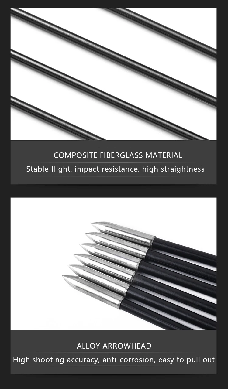 6mm Fiberglass Arrow,Archery Bulk Shooting Recurve Bows Practice Arrows