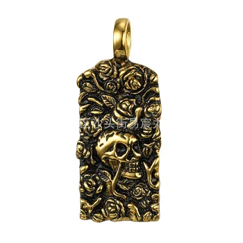 Vintage Jewelry Stainless Steel Halloween Skeleton Pendant Punk Mens Skull Necklace