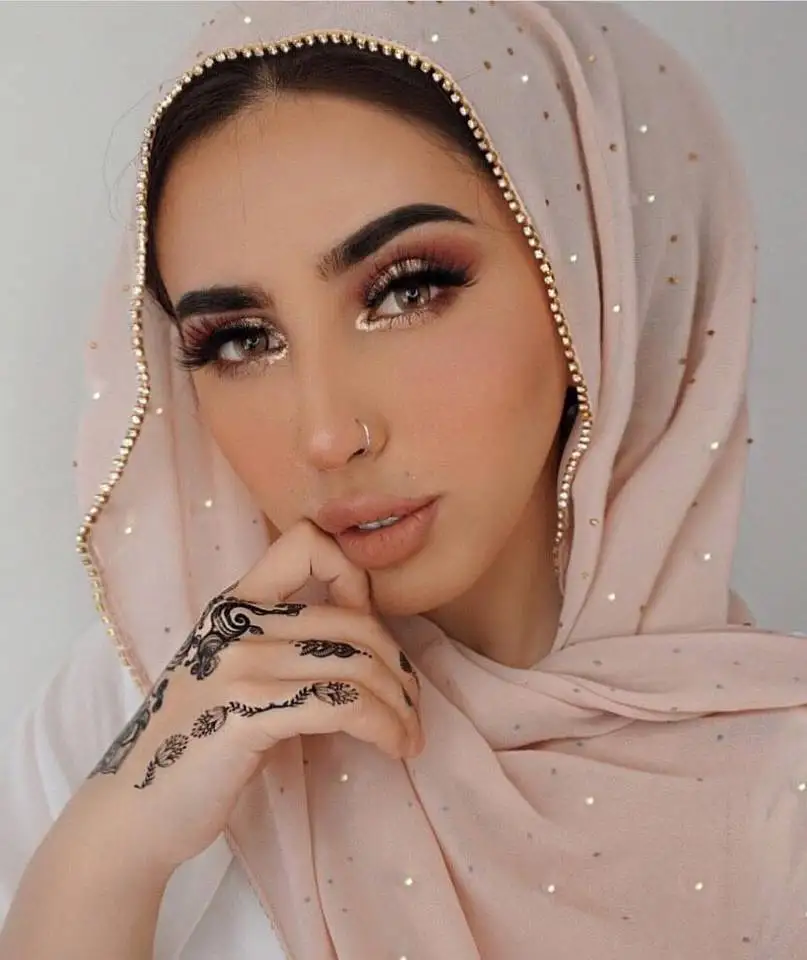 2020 New Popular Chiffon Hijab With Diamonds and Chain Muslim Headscarf Shawl