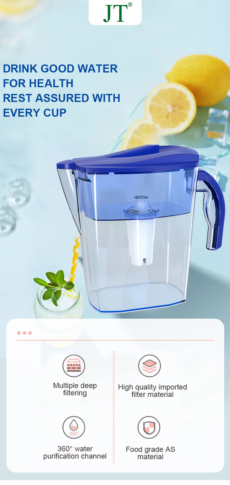 Water Filter Jug Filtration Water Jug 2.5l 10 Cup Large Size Fast Flow Bpa Free Plastic Buy